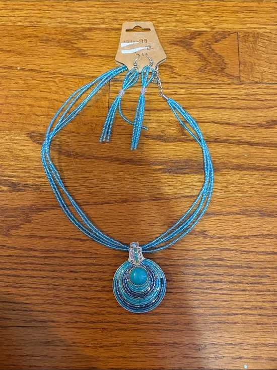 Jewelry - Turquoise Multi-Strand Beaded Necklace & Earrings Set